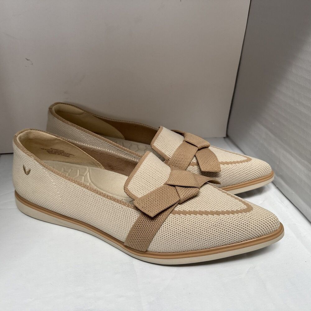VIVAIA Michelle 2.0 Pointed Toe Bow Loafers Women EU 40 / US 9  Ivory Nude